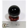Image 1 : #77-BLACK OBSIDIAN SPHERE BALL + STAND 30mm