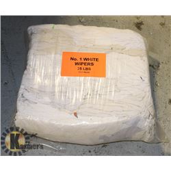 25LB BAG OF WHITE WIPERS (RAGS)