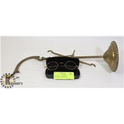 ANTIQUE GOLD RIMMED SPECTACLES AND SCALE