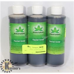 THREE BOTTLES OF ALL NATURAL FACIAL SOAP