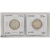 Image 1 : 1914 AND 1930 SILVER 25 CENT COINS.
