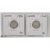 Image 1 : 1886 AND 1920 SILVER 5 CENT COINS.