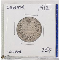 1912 SILVER 25 CENT COIN.