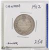Image 1 : 1912 SILVER 25 CENT COIN.