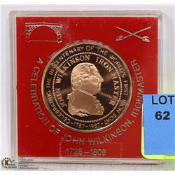 1987  MEDAL FOR JOHN WILKINSON, IRONMASTER.