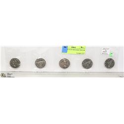 STRIP OF 5 CAD 1968 NICKEL DOLLAR COINS