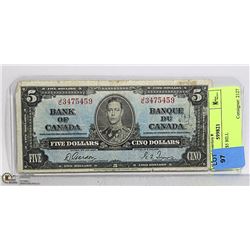CAD 1937 $5 BILL