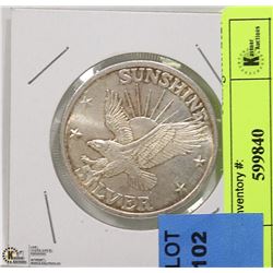TROY OUNCE .999 SILVER SUNSHINE MINT COIN