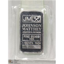JM 1 TROY OUNCE .999 SILVER BAR