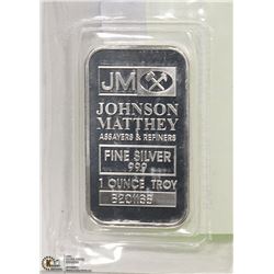 JM 1 TROY OUNCE .999 SILVER BAR