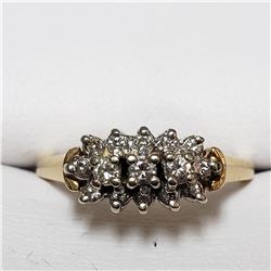 30) 14KT YELLOW & WHITE GOLD DIAMOND RING. SIZE 8
