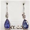 Image 1 : 80) 14KT WHITE GOLD PAIR OF TANZANITE & DIAMOND