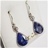 Image 2 : 80) 14KT WHITE GOLD PAIR OF TANZANITE & DIAMOND