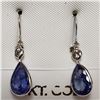 Image 3 : 80) 14KT WHITE GOLD PAIR OF TANZANITE & DIAMOND