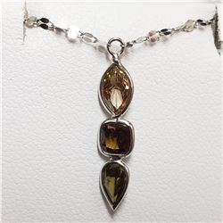 73) 18KT WHITE GOLD FANCY COLORED DIAMOND NECKLACE