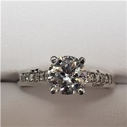 51) 14KT WHITE GOLD DIAMOND RING. SIZE 7