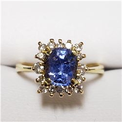 20) 18KT YELLOW GOLD CEYLON SAPPHIRE & DIAMOND