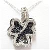 Image 1 : 70) 18KT WHITE GOLD BLACK DIAMOND PENDANT WITH