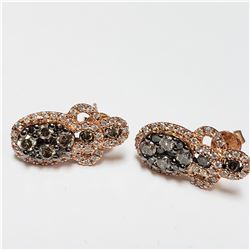 69) 14KT ROSE GOLD PAIR OF BROWN DIAMOND STUD