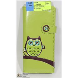 NEW GREEN OWL DESIGN SHAGWEAR WALLET