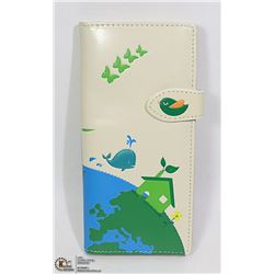 NEW BEIGE WHALE OVER THE EARTH SHAGWEAR WALLET