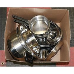 POTS & PANS- BOX LOT ASSORTED