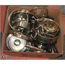 POTS & PANS- BOX LOT ASSORTED