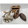 Image 1 : ANTIQUE IRON, BUTTER MOLD & MEAT GRINDER