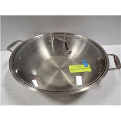 STAINLESS STEEL WOK WITH GLASS LID