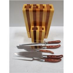 KITCHEN KNIFE SET- 5 PIECE WOOD HANDLE- LAGUIOLE