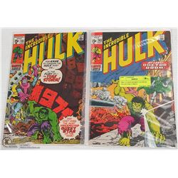 TWO 15 CENT INCREDIBLE HULK COLLECTOR COMICS