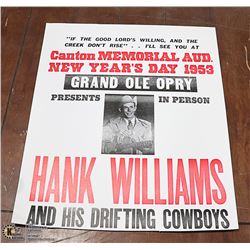 NASHVILLE POSTER - HANK WILLIAMS 1953