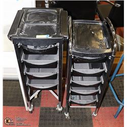 LOT OF 2 ROLLING SALON CARTS