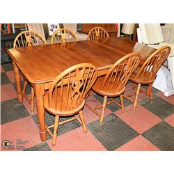 OAK DINING ROOM TABLE WITH 6 CHAIRS & 3
