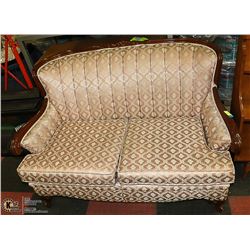 ANTIQUE SETTEE ROSE COLORED UPHOLSTERY