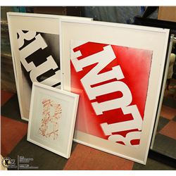 LOT OF 3 WHITE FRAMED PICTURES