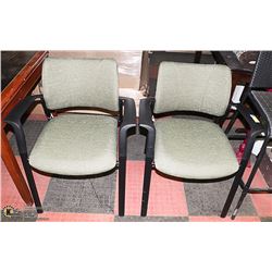 LOT OF 2 BLACK/GREEN WAITING ROOM CHAIRS