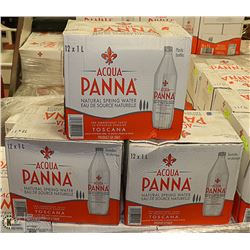 3 CASES WITH TWELVE 1L BOTTLES AQUA PANA NATURAL