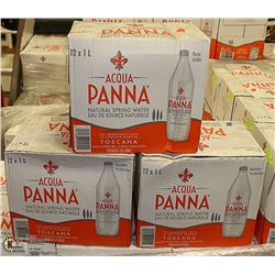 3 CASES WITH TWELVE 1L BOTTLES AQUA PANA NATURAL