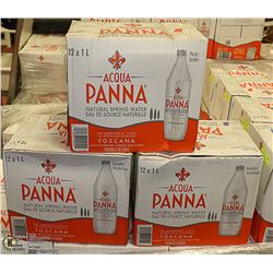 3 CASES WITH TWELVE 1L BOTTLES AQUA PANA NATURAL