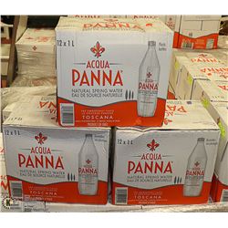 3 CASES WITH TWELVE 1L BOTTLES AQUA PANA NATURAL