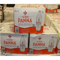 3 CASES WITH TWELVE 1L BOTTLES AQUA PANA NATURAL