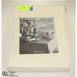 BEIGE CLOTH TABLECLOTH & 6 NAPKIN SET