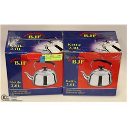 2 HIGH QUALITY STAINLESS STEEL KETTLES 2 LITRE