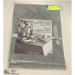 GREY CLOTH TABLECLOTH & 6 NAPKIN SET