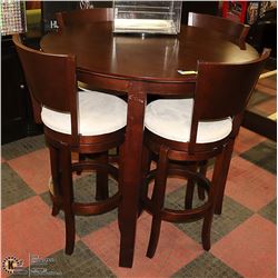 SOLID DARK WOOD ROUND PUB-STYLE DINING