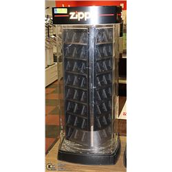 ZIPPO LIGHTED ROTATING DISPLAY CASE - WORKING FINE