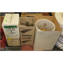 WINE MAKING SUPPLIES, 2 GLASS CARBOYS, 24 WINE