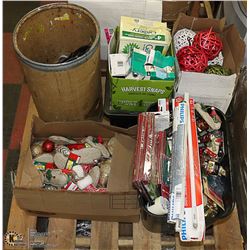 PALLET WITH LAWN MOWER BLADES AND HOME DECOR