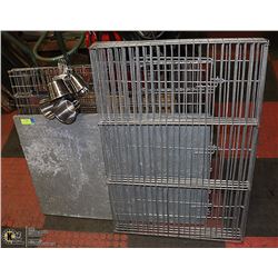 METAL DOG CRATE/PENS WITH WATER/FOOD DISH